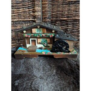 VTG Swiss Chalet Jewelry Box Water Wheel Alpine Country Cottagecore Trinket Hide